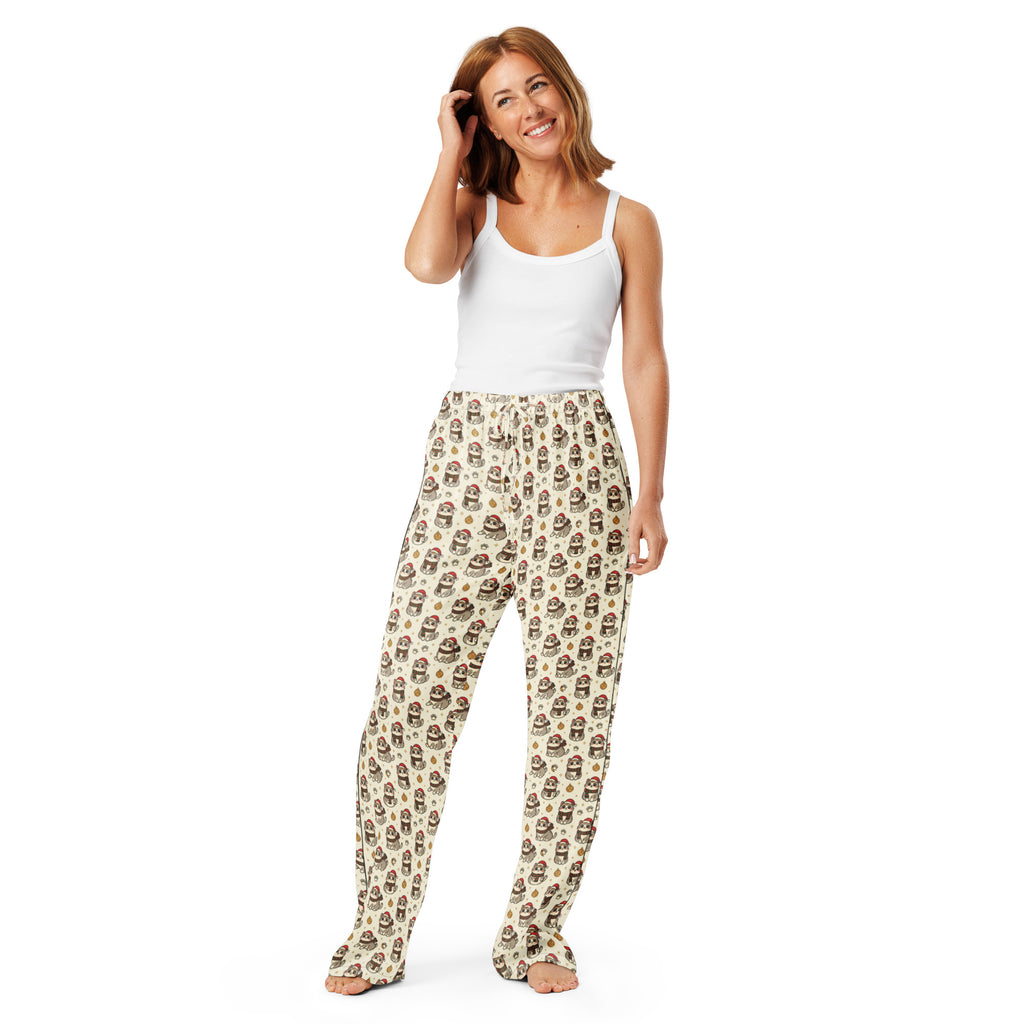 Back/detail view of Kawaii Christmas Cats – Women’s Pajama Pants (Straight-Leg pajama apparel