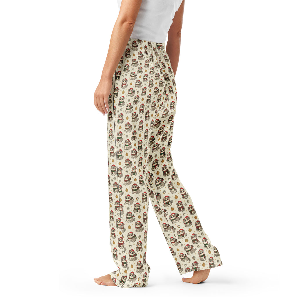 Back/detail view of Kawaii Christmas Cats – Women’s Pajama Pants (Straight-Leg pajama apparel