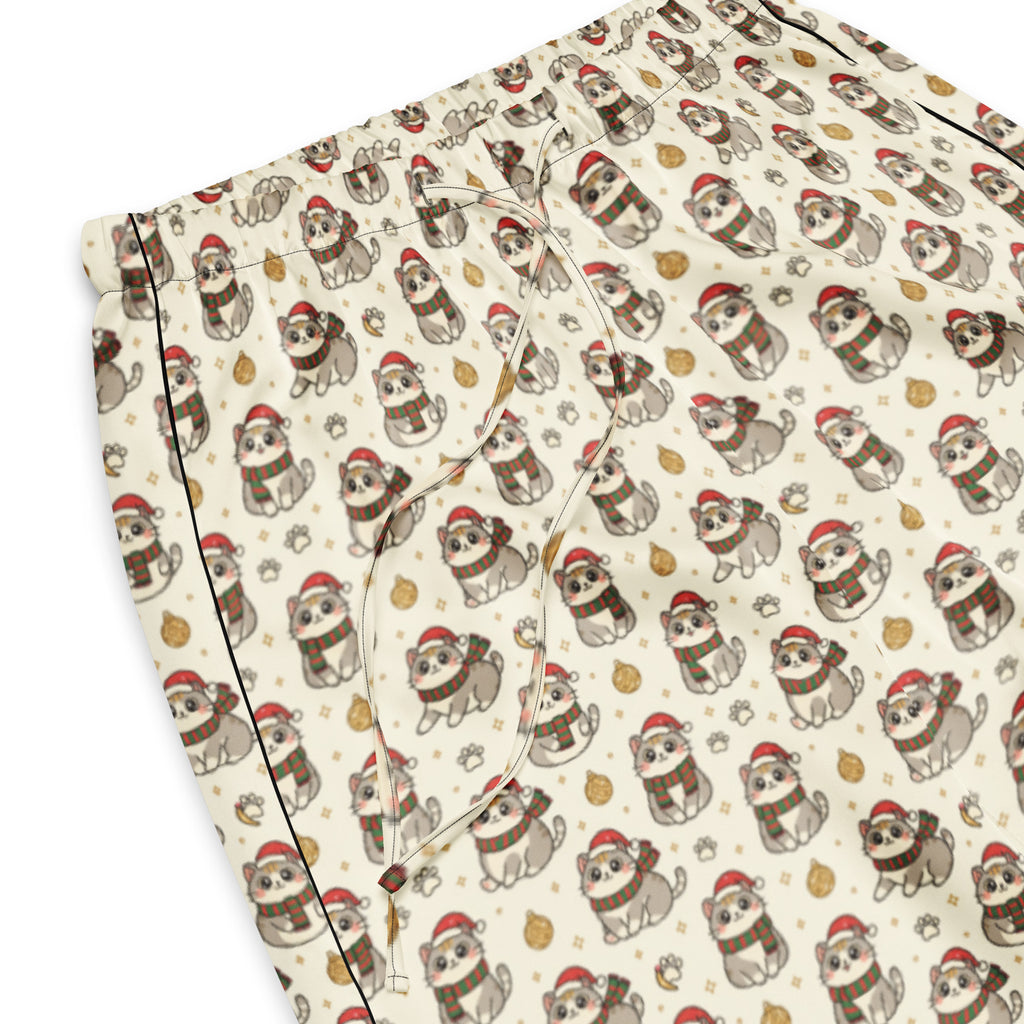 Back/detail view of Kawaii Christmas Cats – Women’s Pajama Pants (Straight-Leg pajama apparel