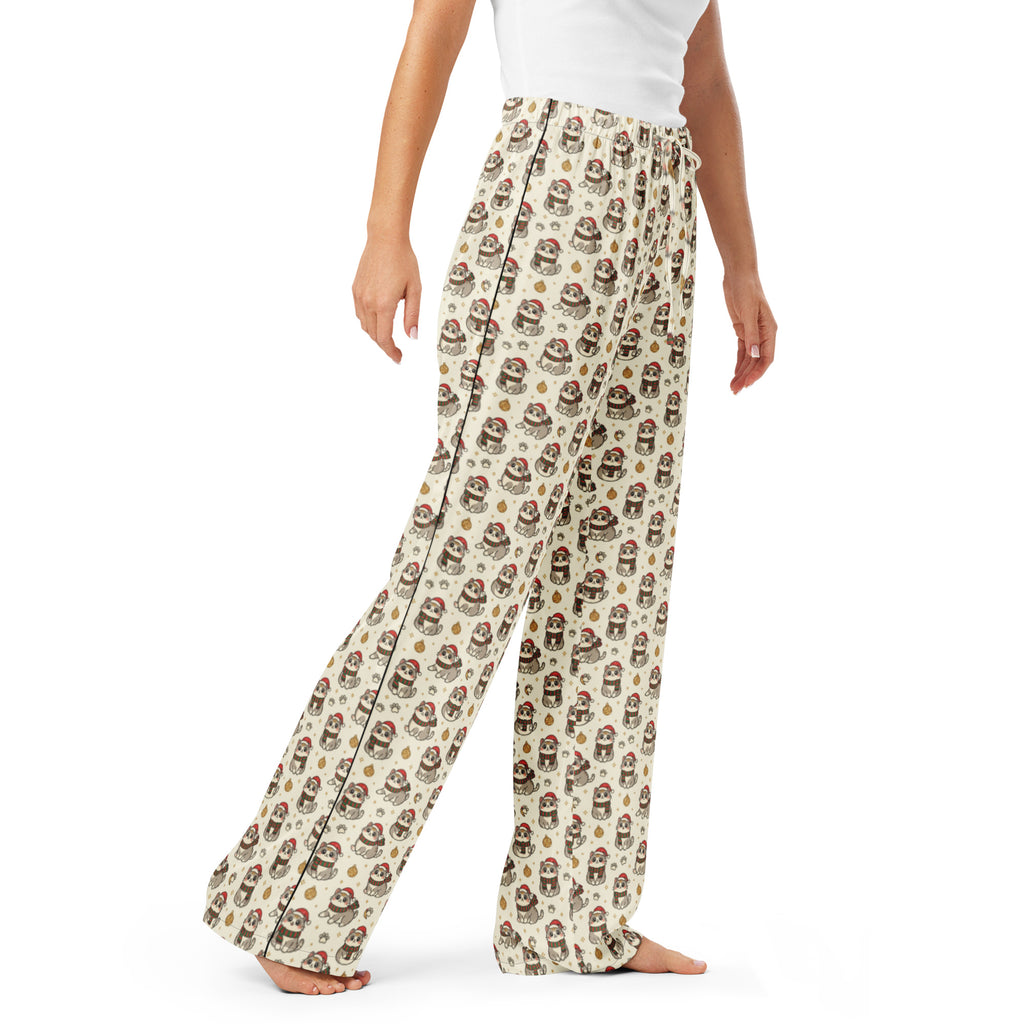 Back/detail view of Kawaii Christmas Cats – Women’s Pajama Pants (Straight-Leg pajama apparel