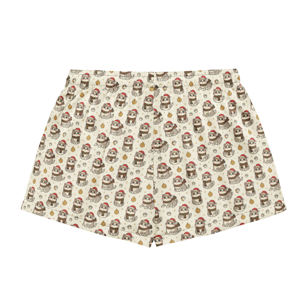 Back/detail view of Kawaii Christmas Cats – Women’s Pajama Shorts (Relaxed Fit pajama apparel