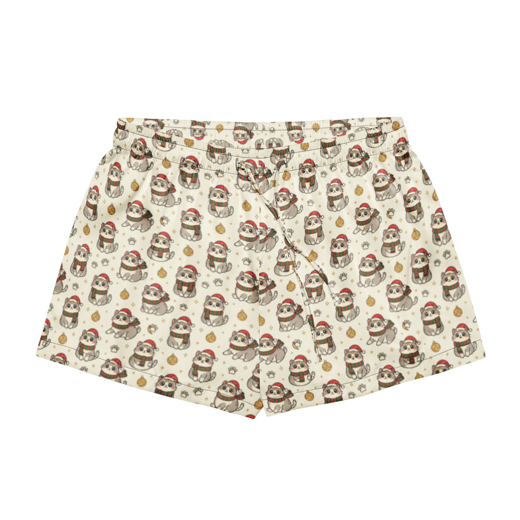 Back/detail view of Kawaii Christmas Cats – Women’s Pajama Shorts (Relaxed Fit pajama apparel