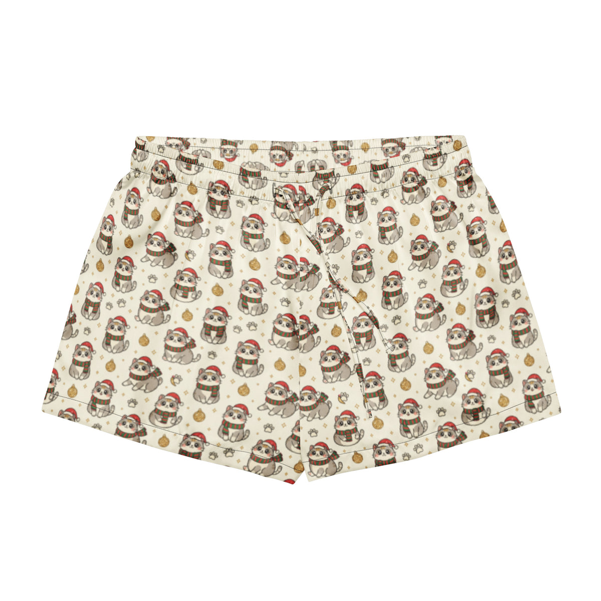 Back/detail view of Kawaii Christmas Cats – Women’s Pajama Shorts (Relaxed Fit pajama apparel