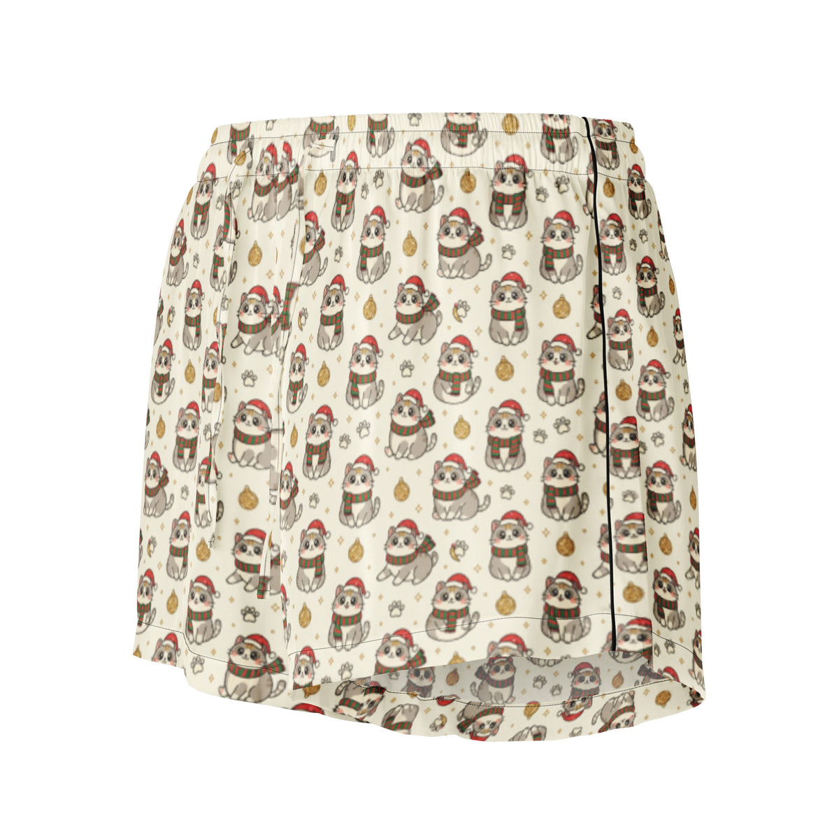 Front/product view of Kawaii Christmas Cats – Women’s Pajama Shorts (Relaxed Fit pajama apparel