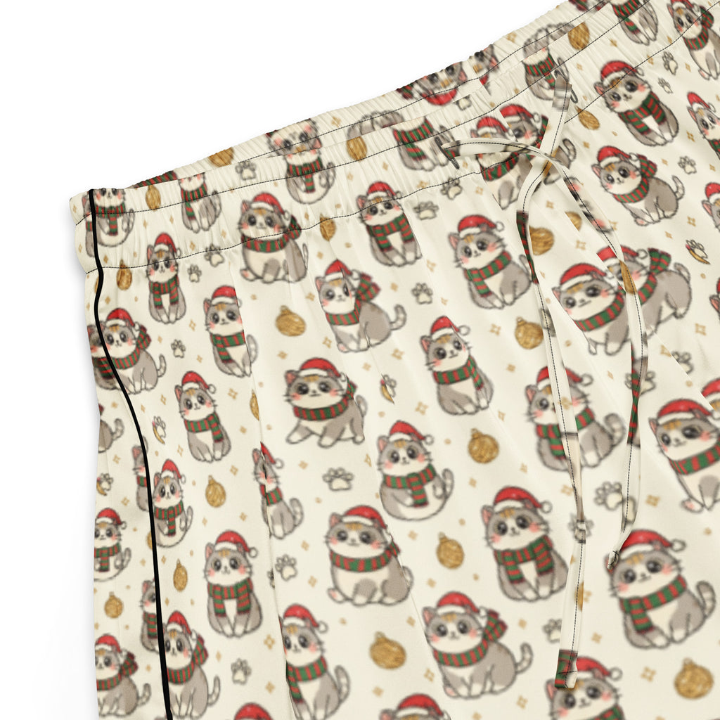 Back/detail view of Kawaii Christmas Cats – Women’s Pajama Shorts (Relaxed Fit pajama apparel