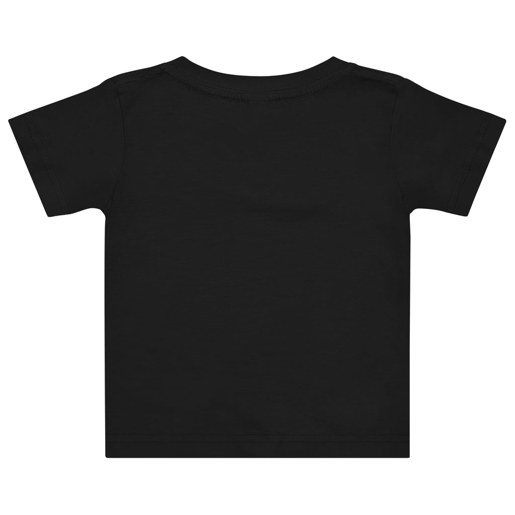 BABY Halloween monster name Baby Jersey T-Shirt in Black with spooky front lettering and blank back