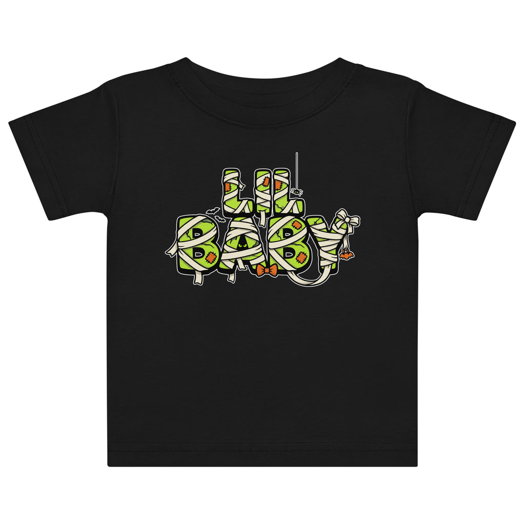 LIL BABY Halloween monster name Baby Jersey T-Shirt in Black with spooky front lettering and blank back