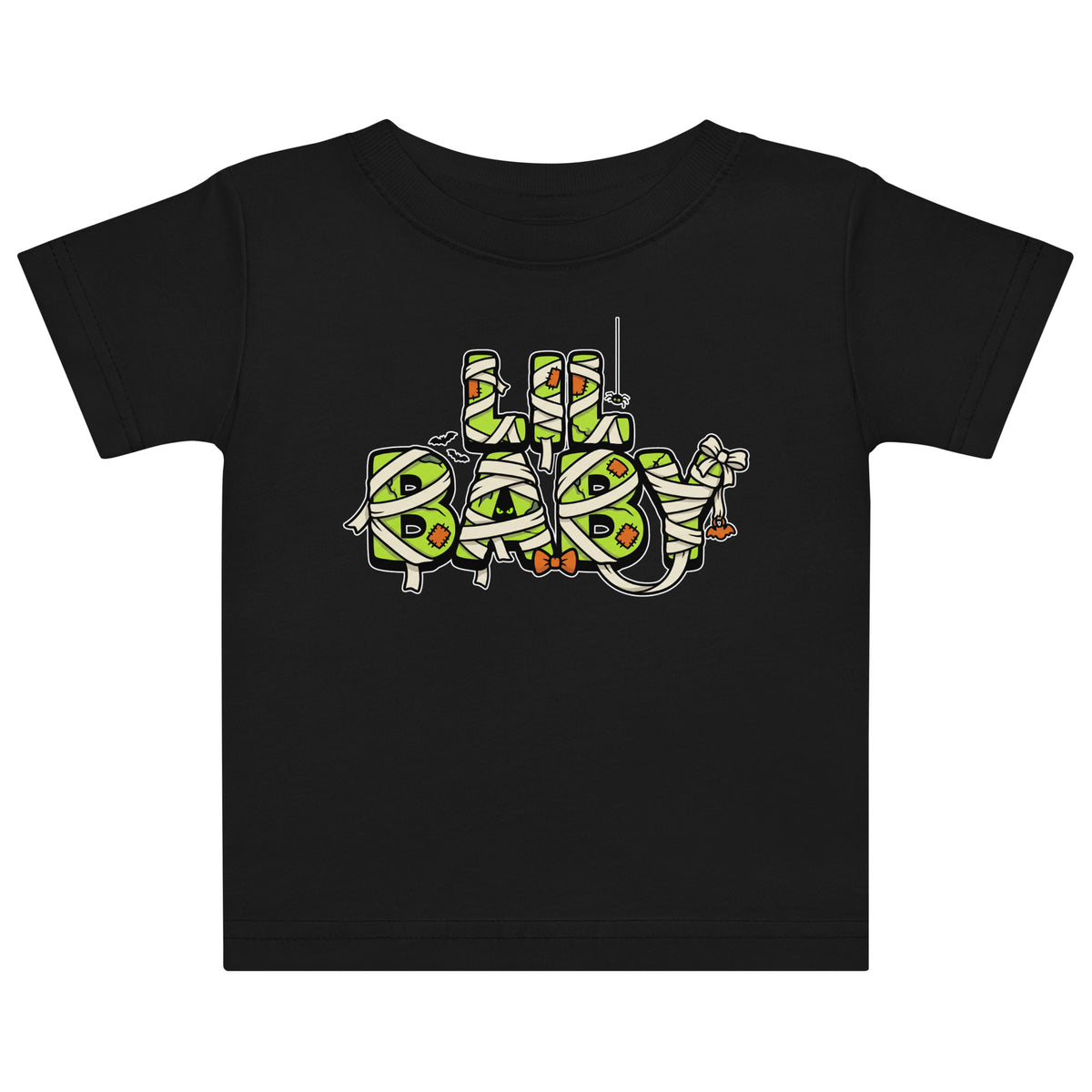 LIL BABY Halloween monster name Baby Jersey T-Shirt in Black with spooky front lettering and blank back