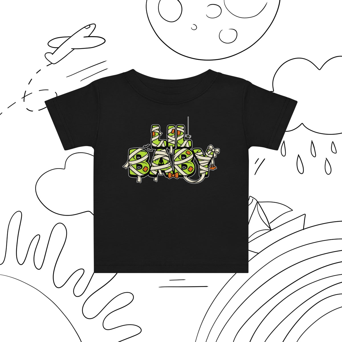 LIL BABY Halloween monster name Baby Jersey T-Shirt with spooky front lettering and blank back