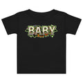 BABY Halloween monster name Baby Jersey T-Shirt in Black with spooky front lettering and blank back