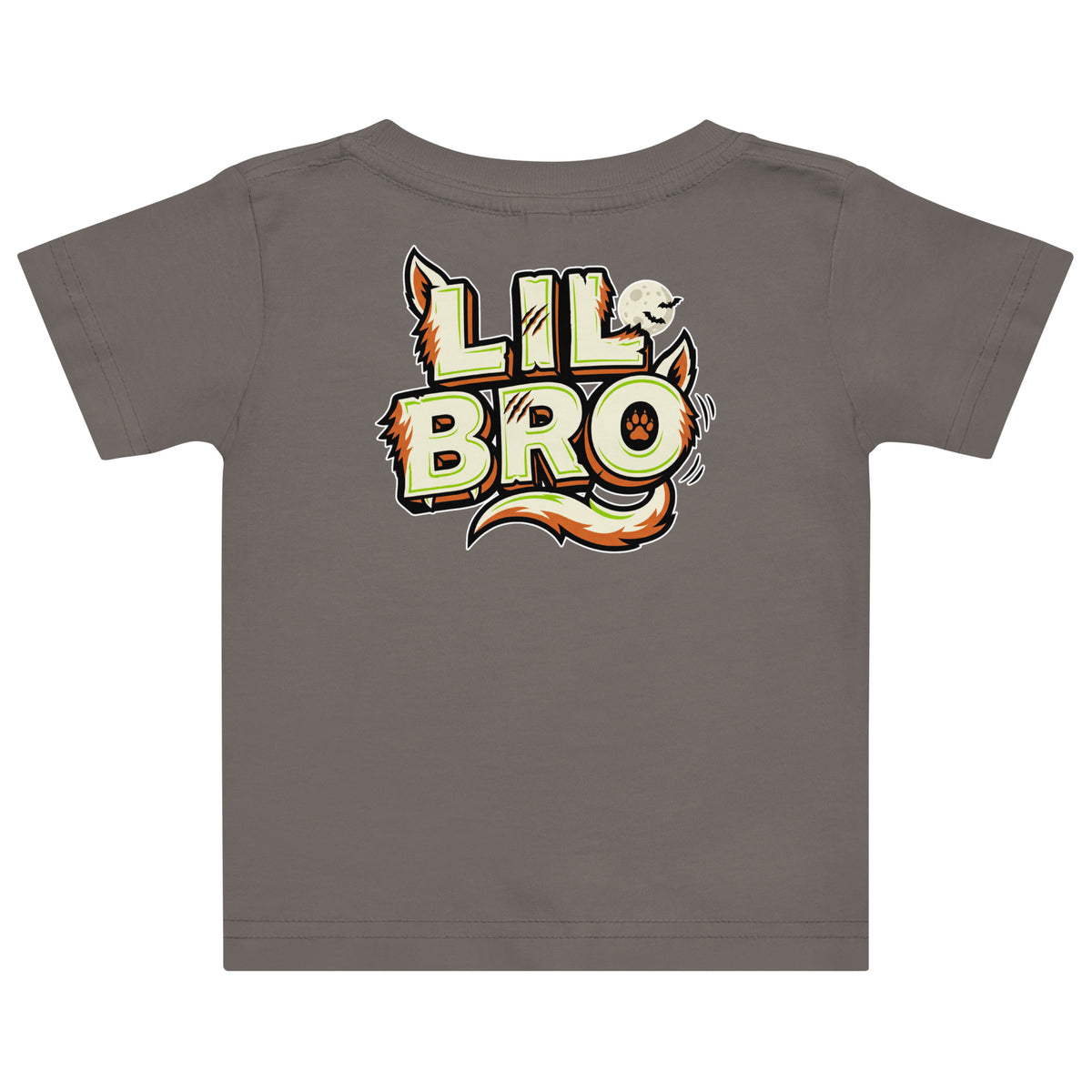Haunted House Staff Lil Bro “Doorbell Boo Crew” Baby Jersey T-Shirt with Doorbell Boo Crew front design and matching LIL BRO back graphic for Halloween family outfits