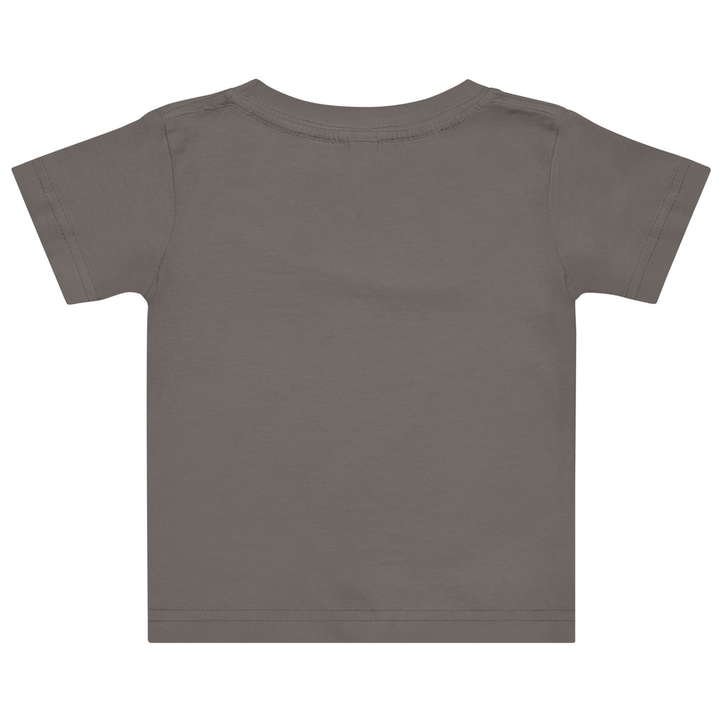 BABY Halloween monster name Baby Jersey T-Shirt in Charcoal with spooky front lettering and blank back