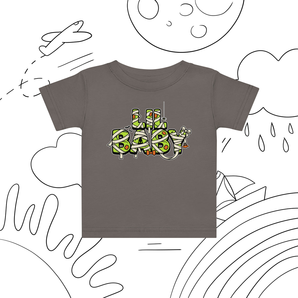 LIL BABY Halloween monster name Baby Jersey T-Shirt with spooky front lettering and blank back