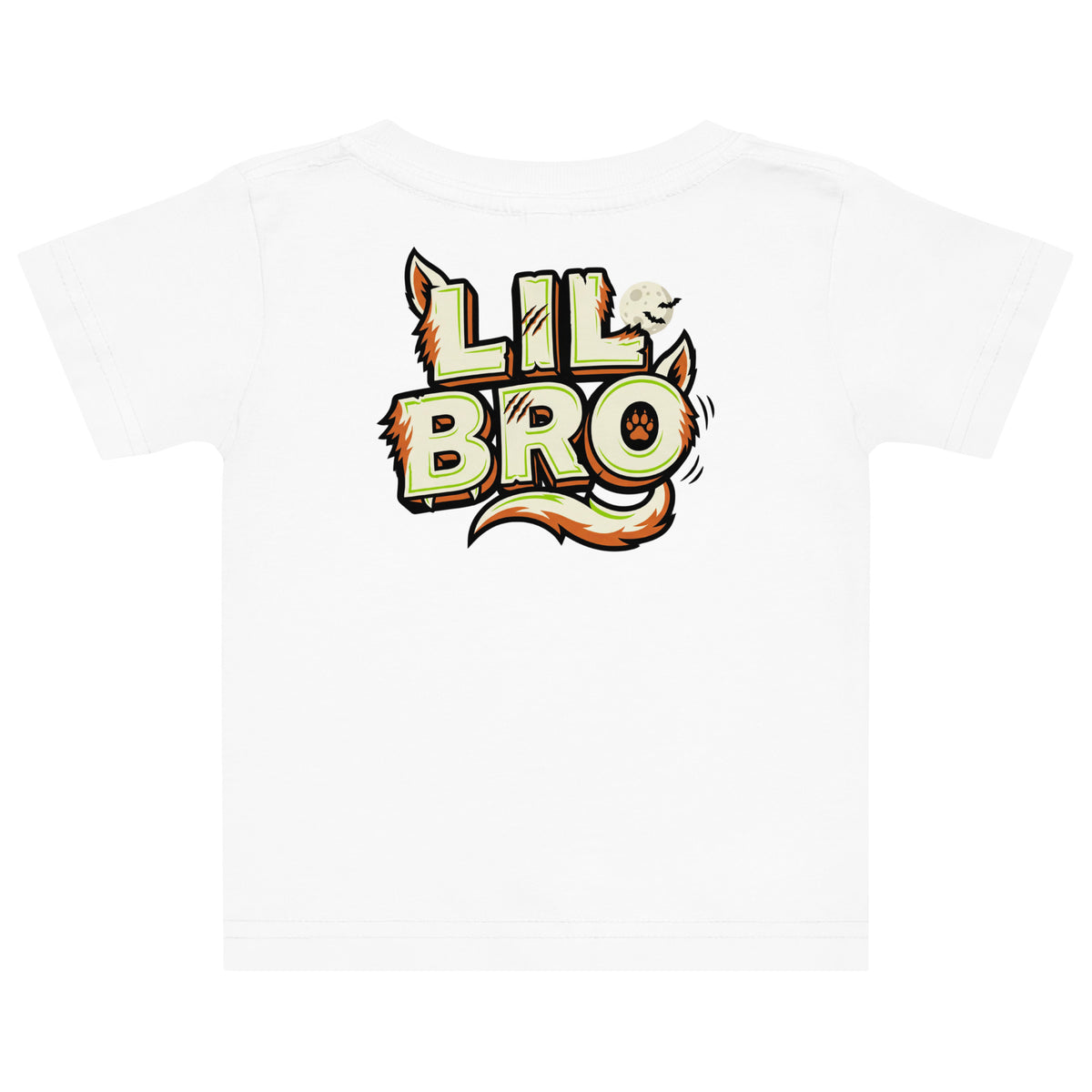 Haunted House Staff Lil Bro “Doorbell Boo Crew” Baby Jersey T-Shirt with Doorbell Boo Crew front design and matching LIL BRO back graphic for Halloween family outfits