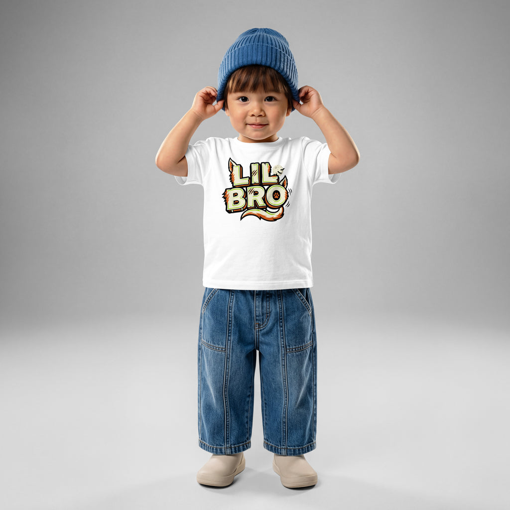 LIL BRO Halloween monster name Baby Jersey T-Shirt in Charcoal with spooky front lettering and blank back