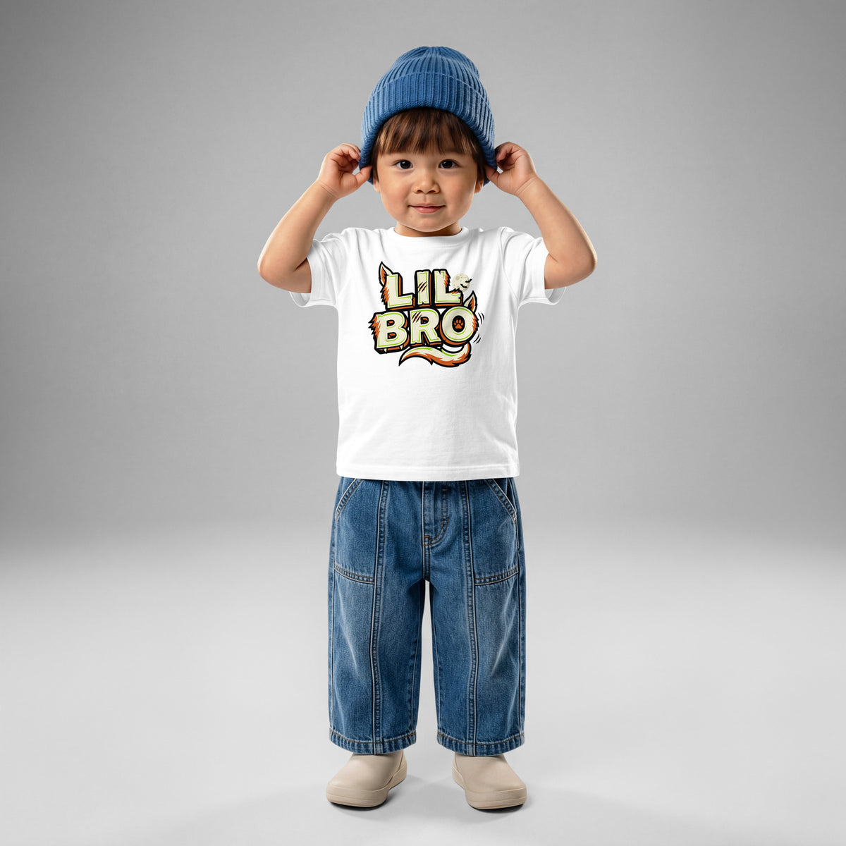 LIL BRO Halloween monster name Baby Jersey T-Shirt in Charcoal with spooky front lettering and blank back