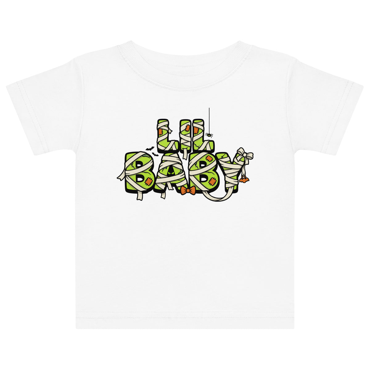 LIL BABY Halloween monster name Baby Jersey T-Shirt in Black with spooky front lettering and blank back