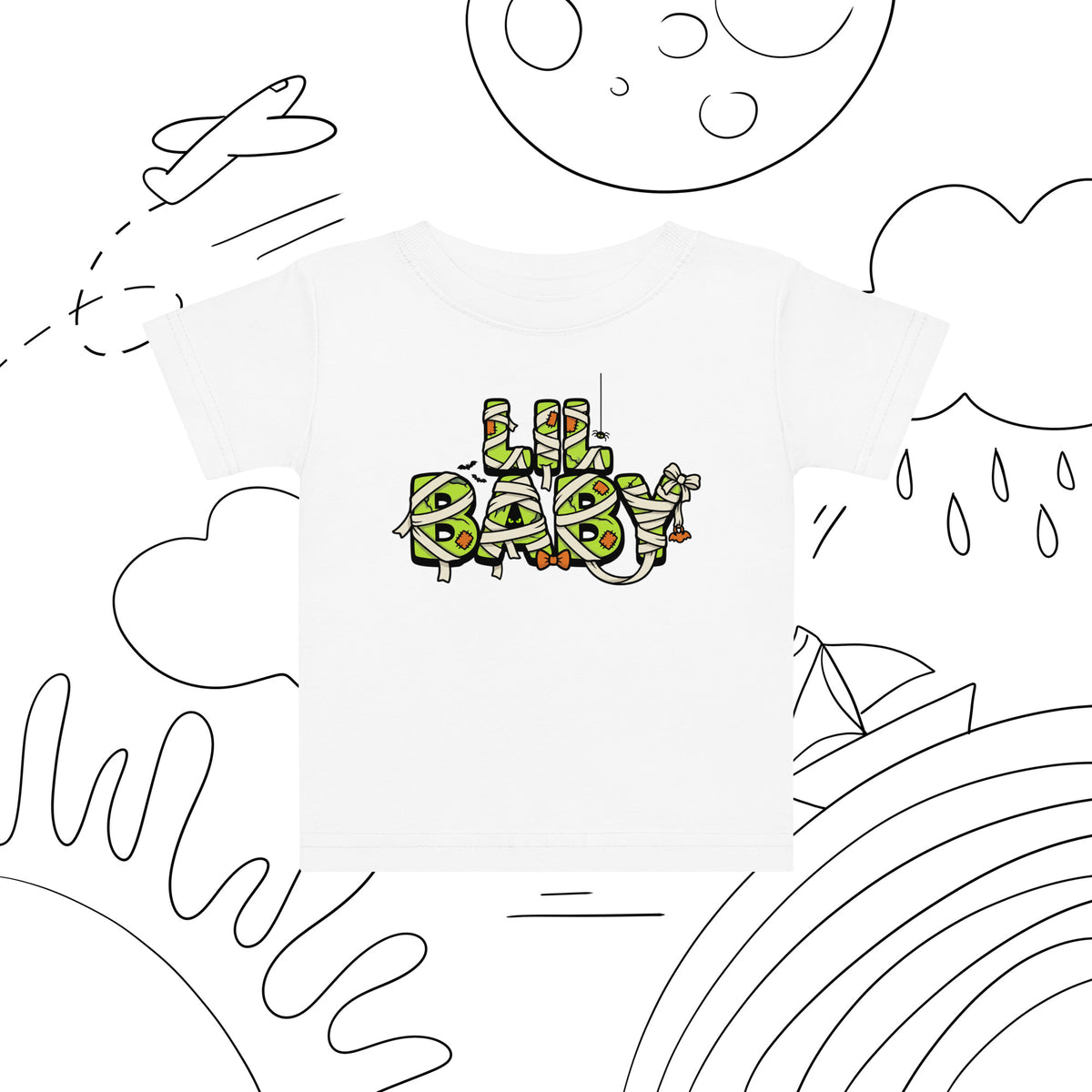 LIL BABY Halloween monster name Baby Jersey T-Shirt with spooky front lettering and blank back