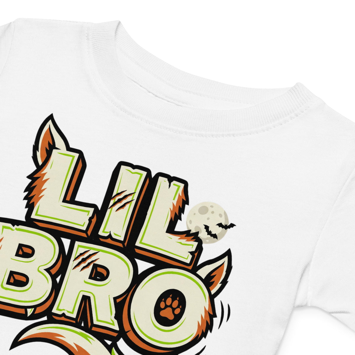 LIL BRO Halloween monster name Baby Jersey T-Shirt with spooky front lettering and blank back