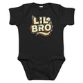 LIL BRO Halloween monster name Infant Bodysuit in Black with spooky front lettering and blank back