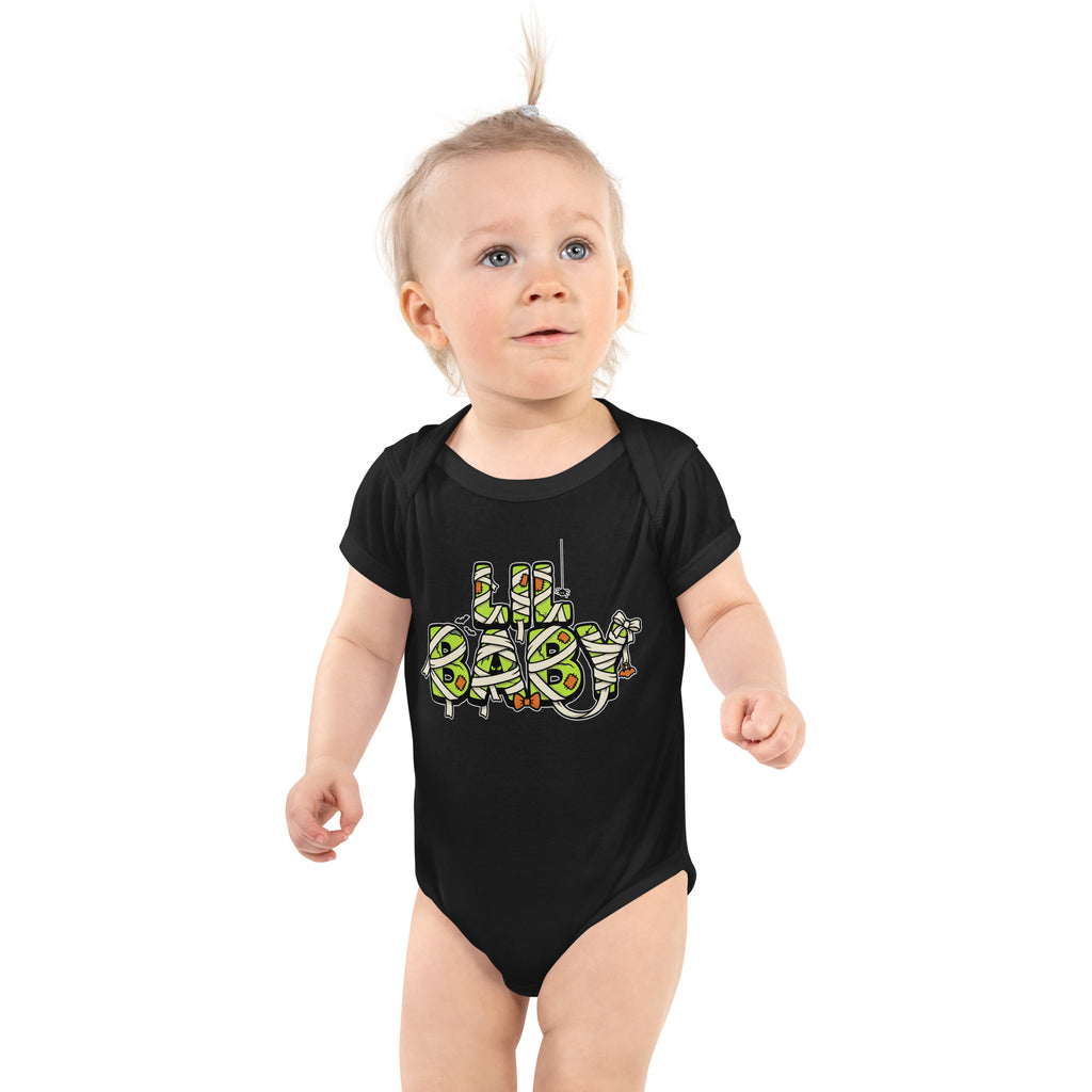 LIL BABY Halloween monster name Infant Bodysuit with spooky front lettering and blank back