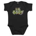 LIL BABY Halloween monster name Infant Bodysuit in Black with spooky front lettering and blank back