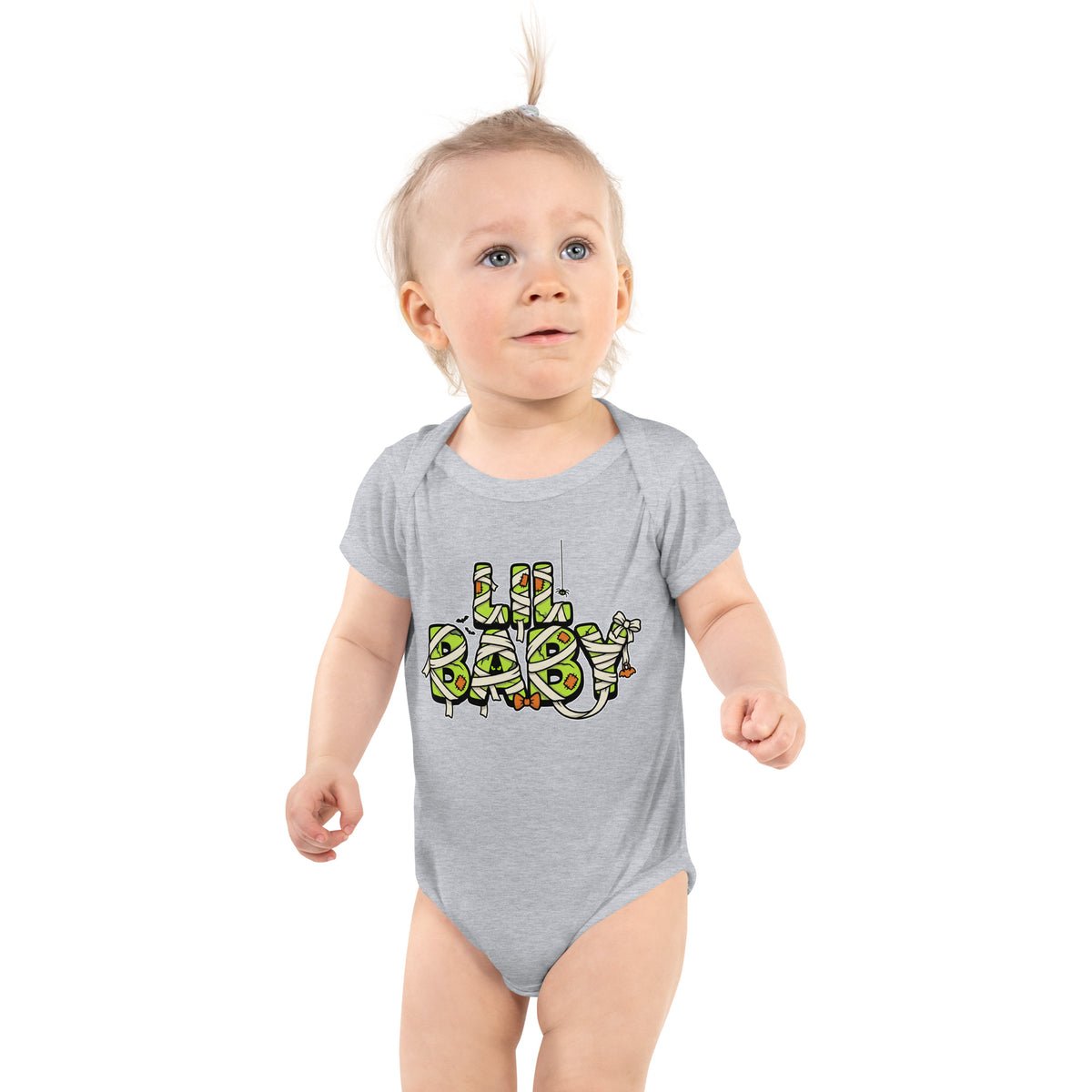 LIL BABY Halloween monster name Infant Bodysuit with spooky front lettering and blank back