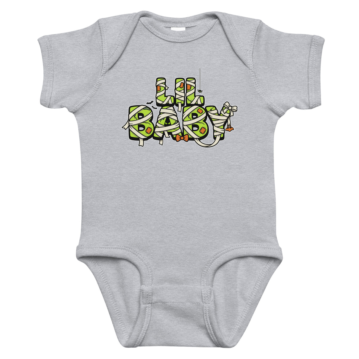 LIL BABY Halloween monster name Infant Bodysuit in Black with spooky front lettering and blank back