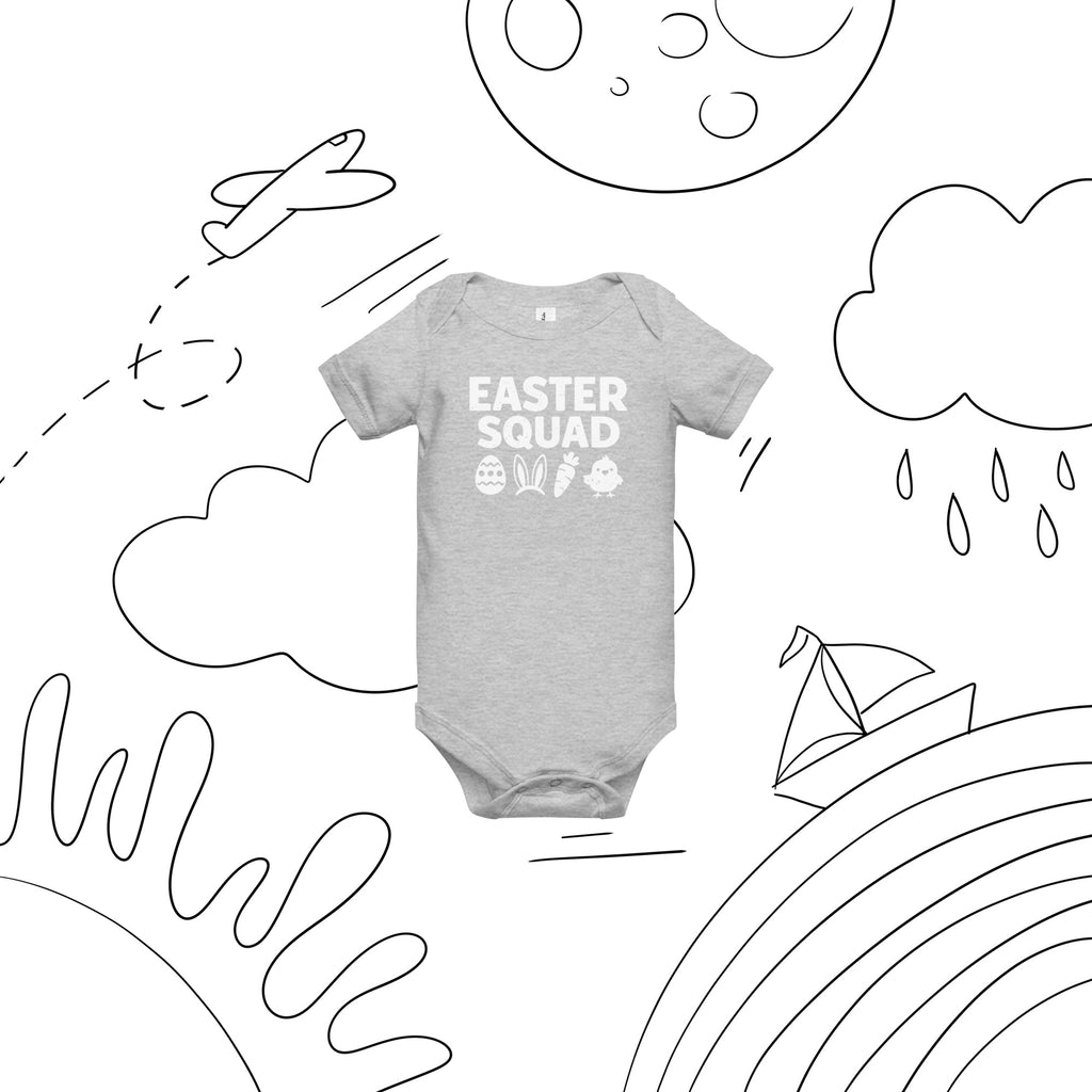 Back/detail view of Easter Squad (Bunny Icons) short sleeve one piece baby one-piece