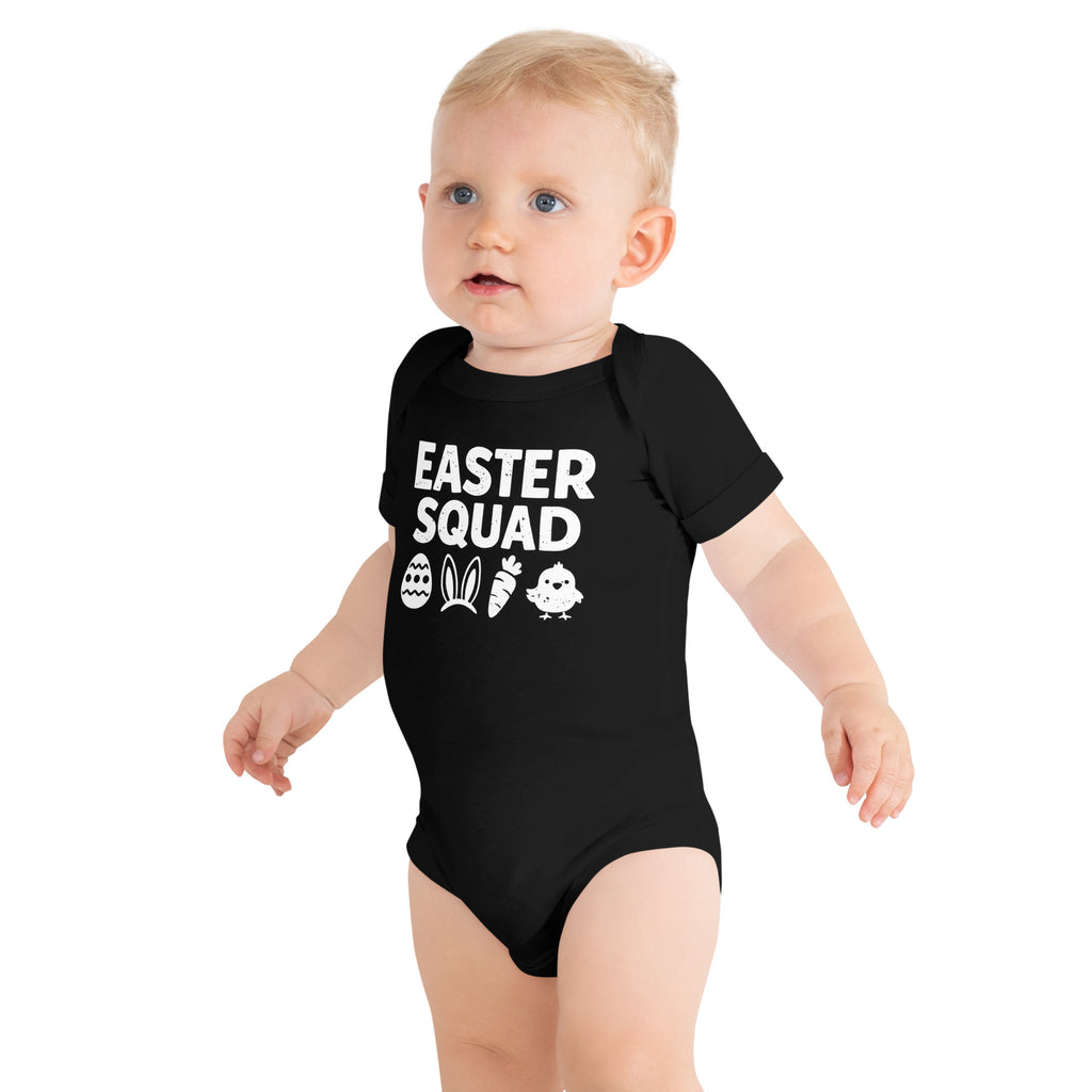 Back/detail view of Easter Squad (Bunny Icons) short sleeve one piece baby one-piece