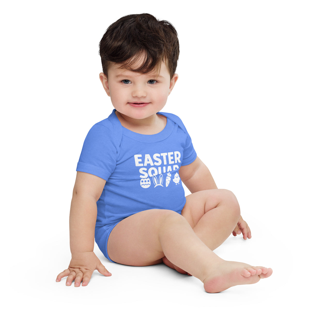 Back/detail view of Easter Squad (Bunny Icons) short sleeve one piece baby one-piece