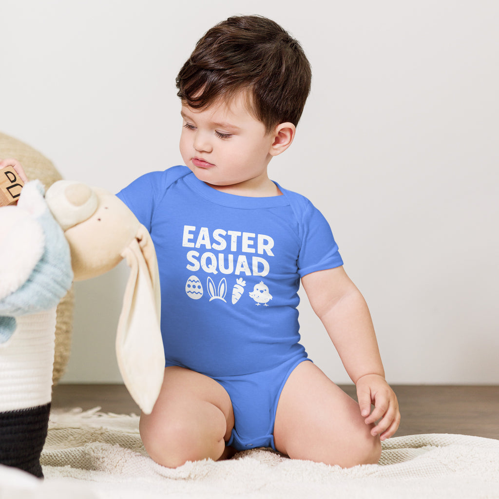 Back/detail view of Easter Squad (Bunny Icons) short sleeve one piece baby one-piece