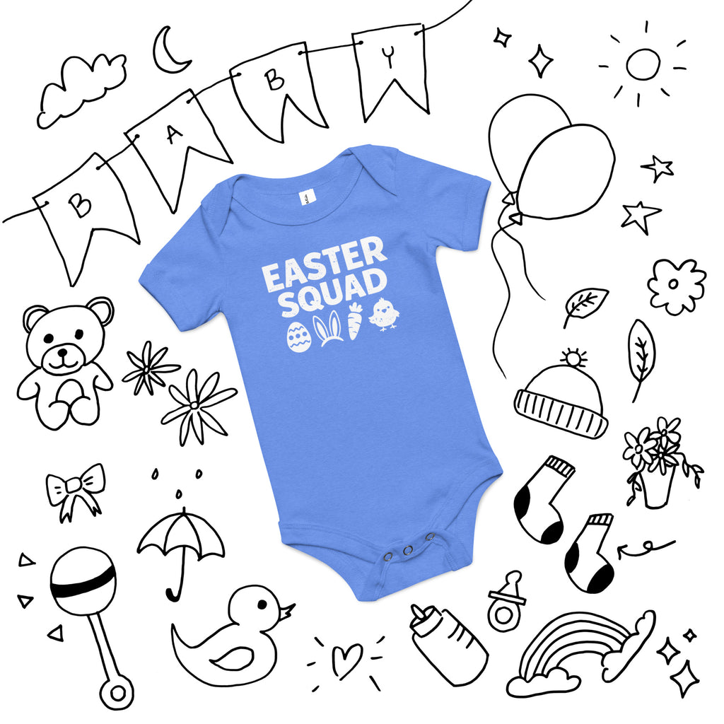 Back/detail view of Easter Squad (Bunny Icons) short sleeve one piece baby one-piece