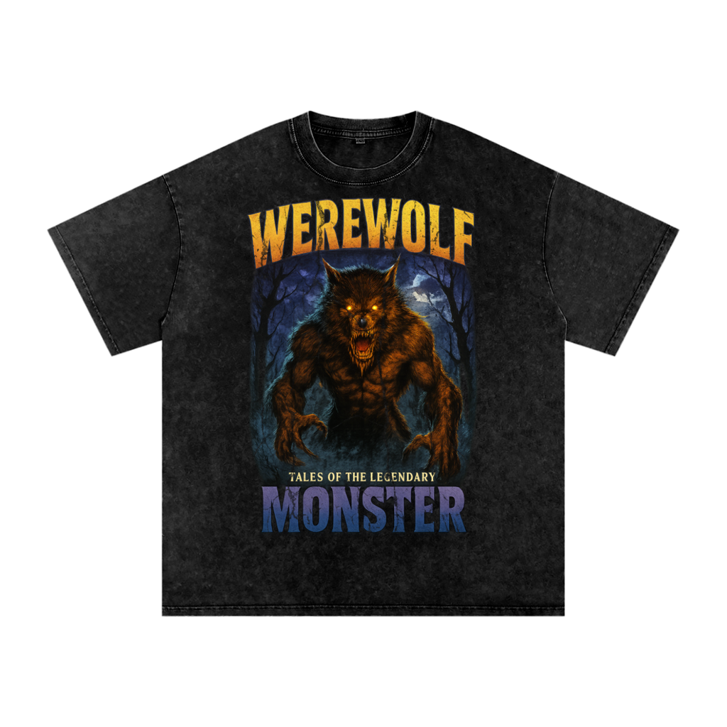 Front/product view of Werewolf 90s Bootleg Vintage Oversized T-Shirt graphic T-shirt