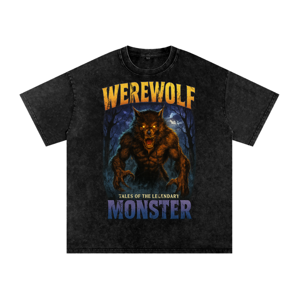 Front/product view of Werewolf 90s Bootleg Vintage Oversized T-Shirt graphic T-shirt