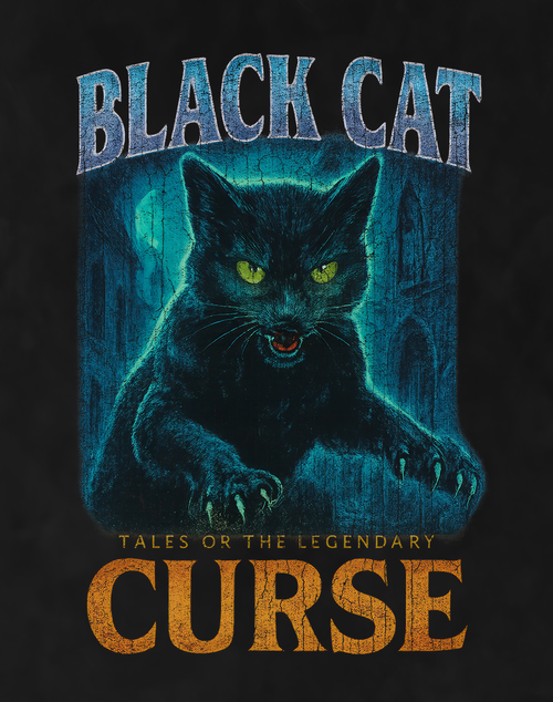 Back/detail view of Black Cat 90s Bootleg Vintage Oversized T-Shirt graphic T-shirt