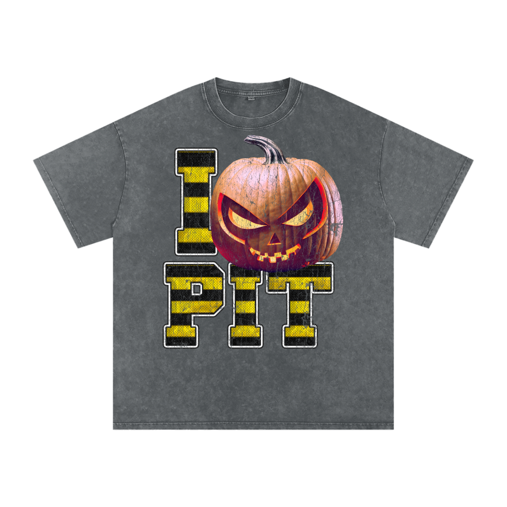 I PIT Pumpkin — Pittsburgh Halloween Oversized Distressed Tee (90s Bootleg)