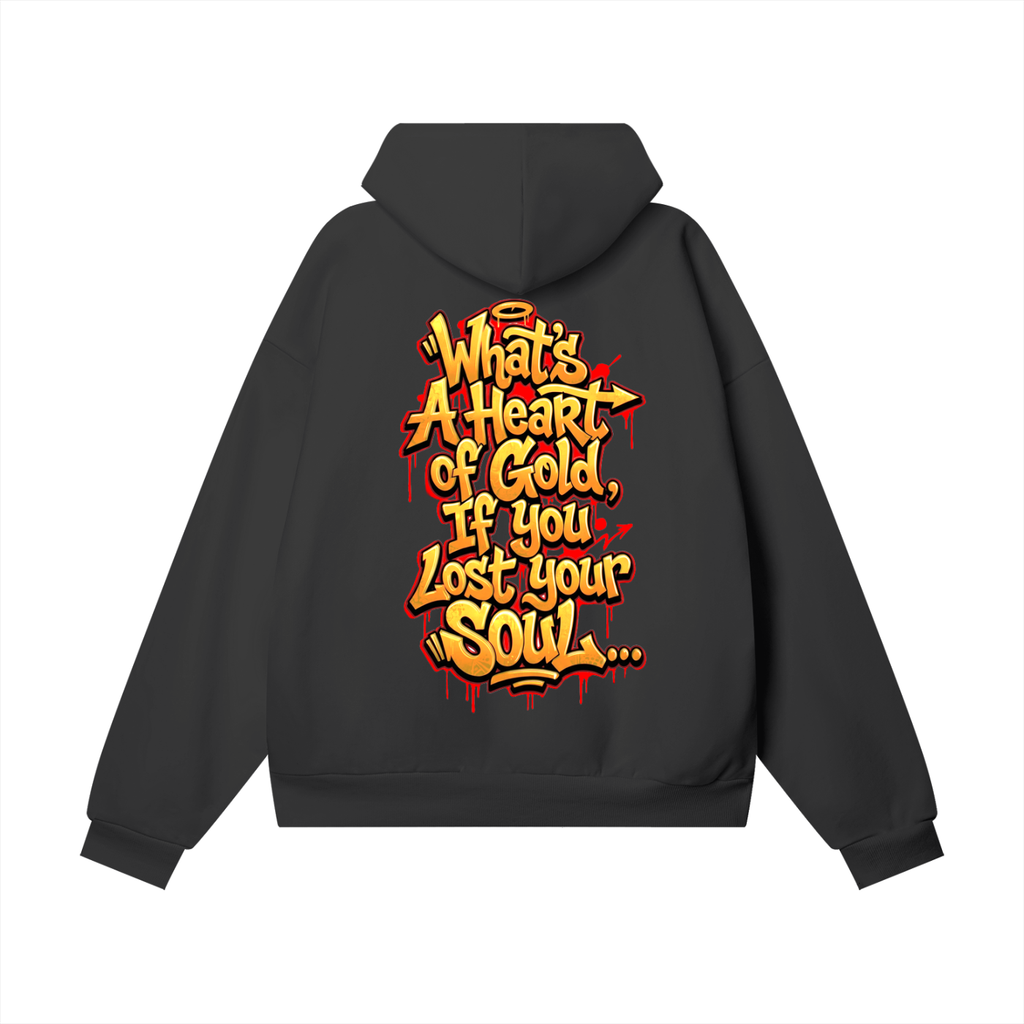 Back/detail view of What Now!? — Heart of Gold / Lost Your Soul (Front + Back Hoodie) graphic hoodie