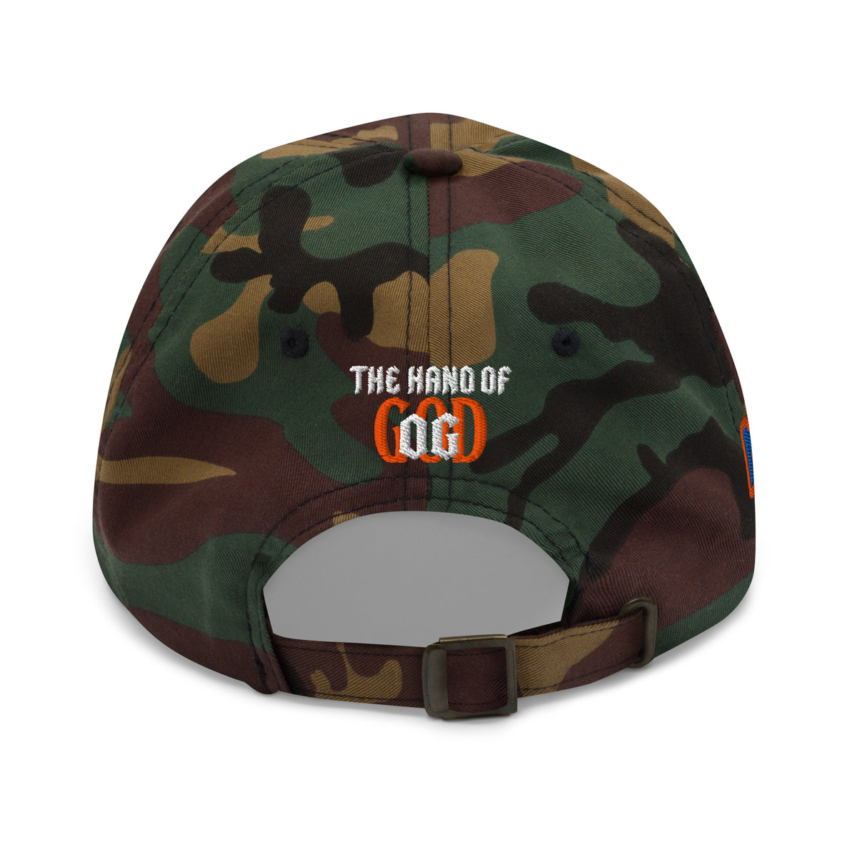 Back/detail view of The Hand of God & Angels Classic Dad Hat hat