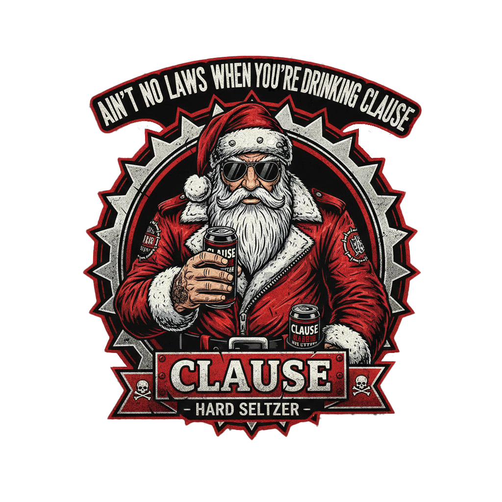 Back/detail view of Clause Hard Seltzer – Snow Washed Oversized Cotton Hoodie (Front & graphic hoodie
