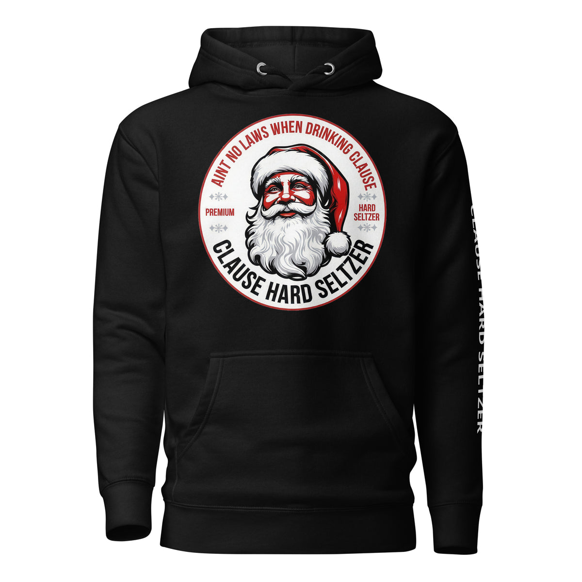 Front/product view of Clause Hard Seltzer Hoodie – Unisex Premium Pullover graphic hoodie