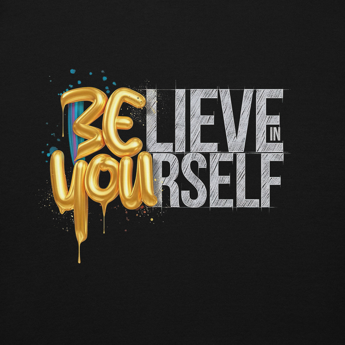 Back/detail view of Believe in Yourself – Adult Unisex Pullover Hoodie (Motivational graphic hoodie