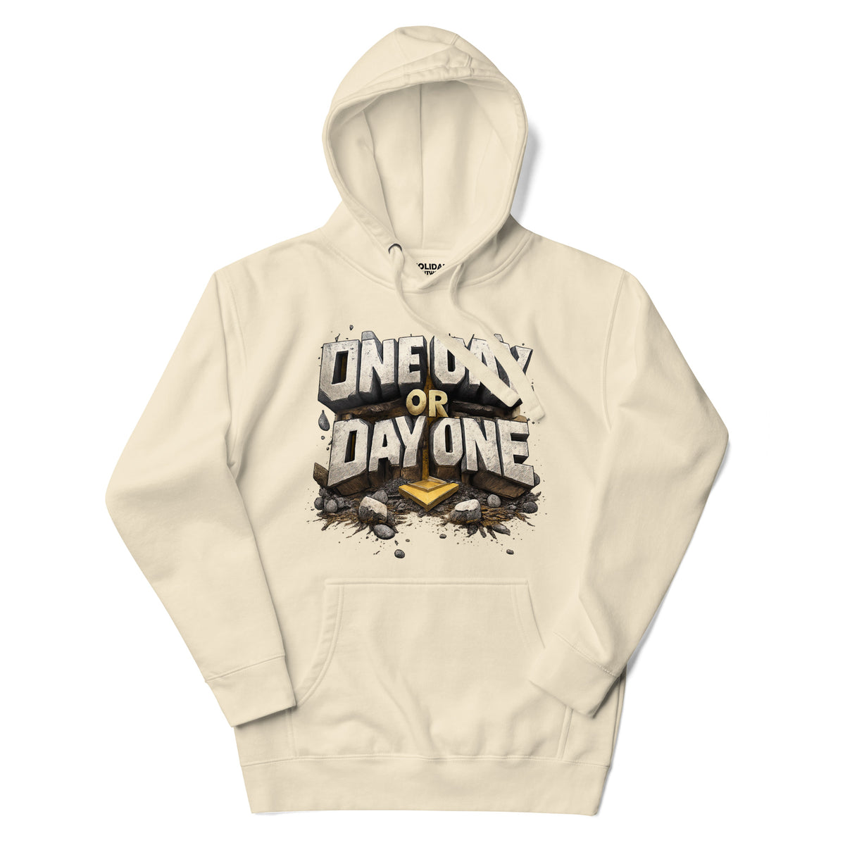 Back/detail view of One Day or Day One – Premium Unisex Pullover Hoodie (Motivation Quote) graphic hoodie