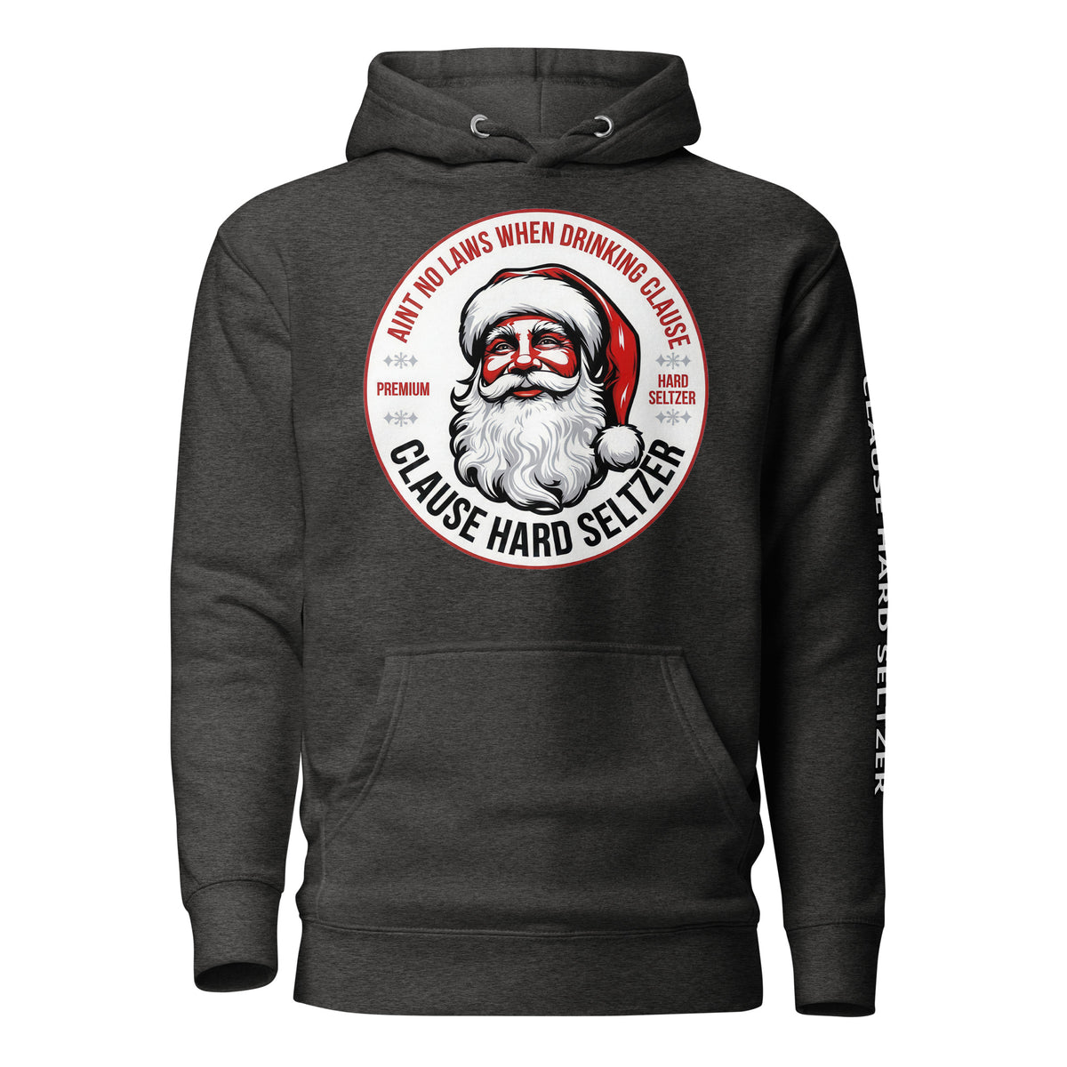 Back/detail view of Clause Hard Seltzer Hoodie – Unisex Premium Pullover graphic hoodie
