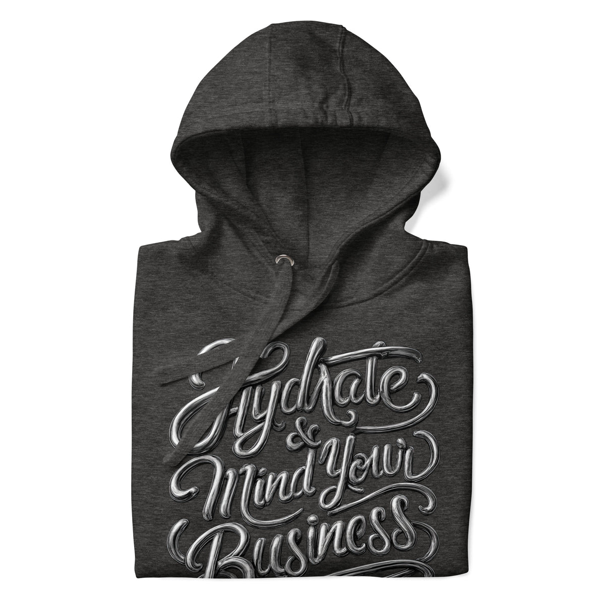 Back/detail view of Hydrate & Mind Your Business – Premium Unisex Pullover Hoodie (Clean graphic hoodie