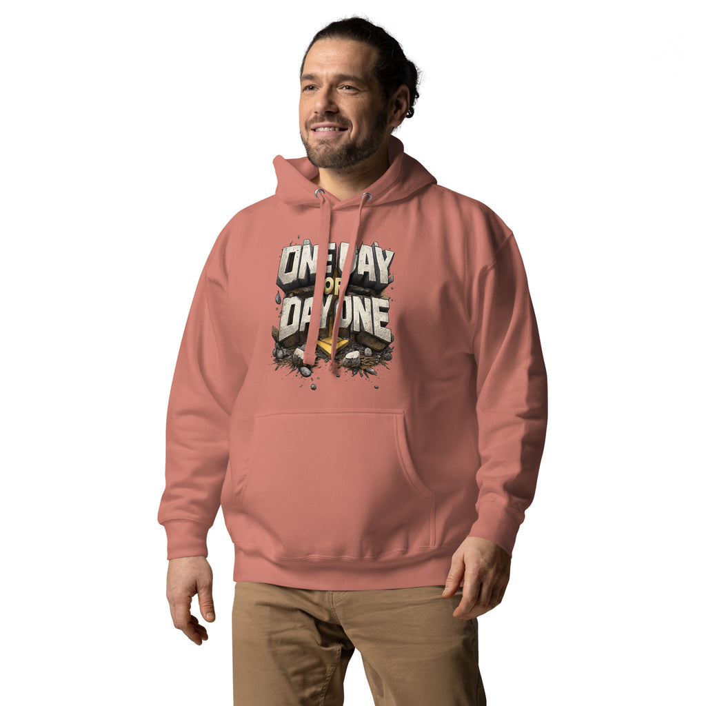 Back/detail view of One Day or Day One – Premium Unisex Pullover Hoodie (Motivation Quote) graphic hoodie