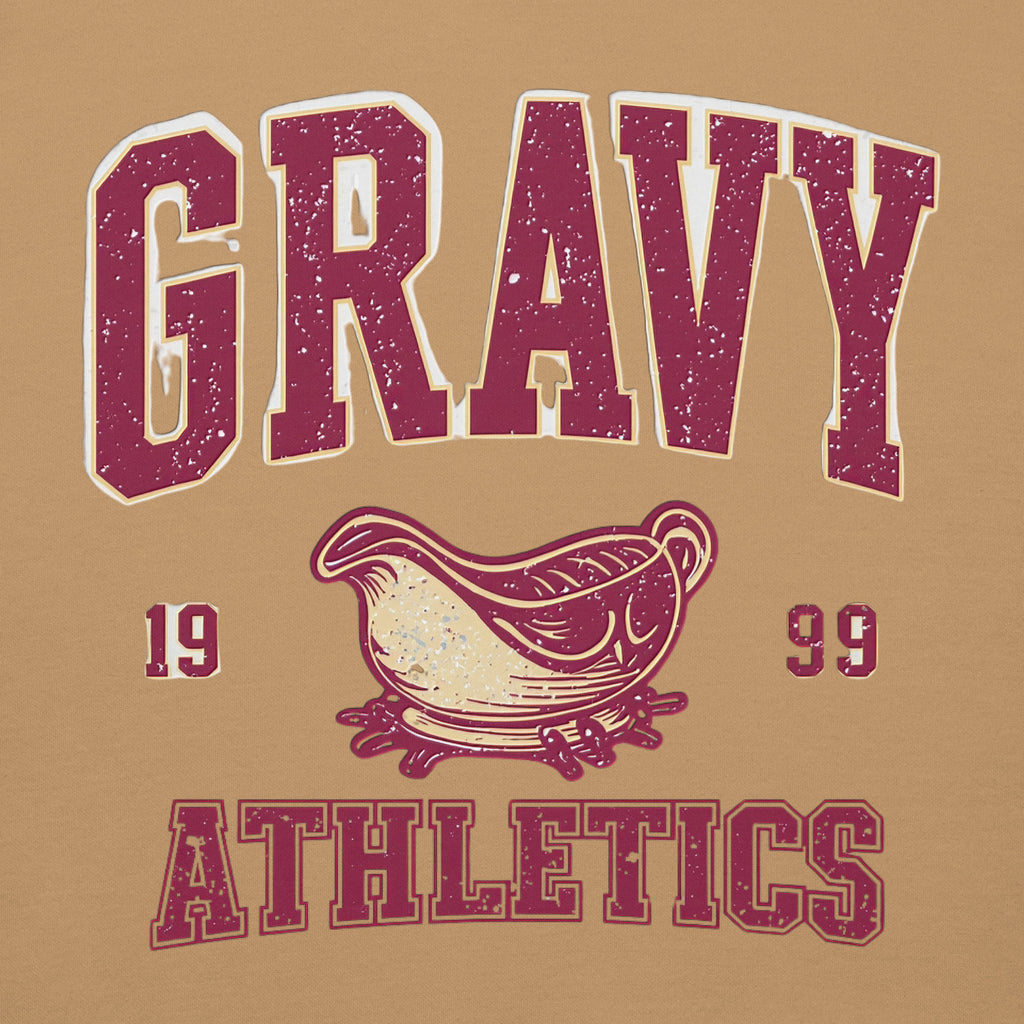 Back/detail view of Gravy Athletics Vintage Varsity Unisex Hoodie graphic hoodie
