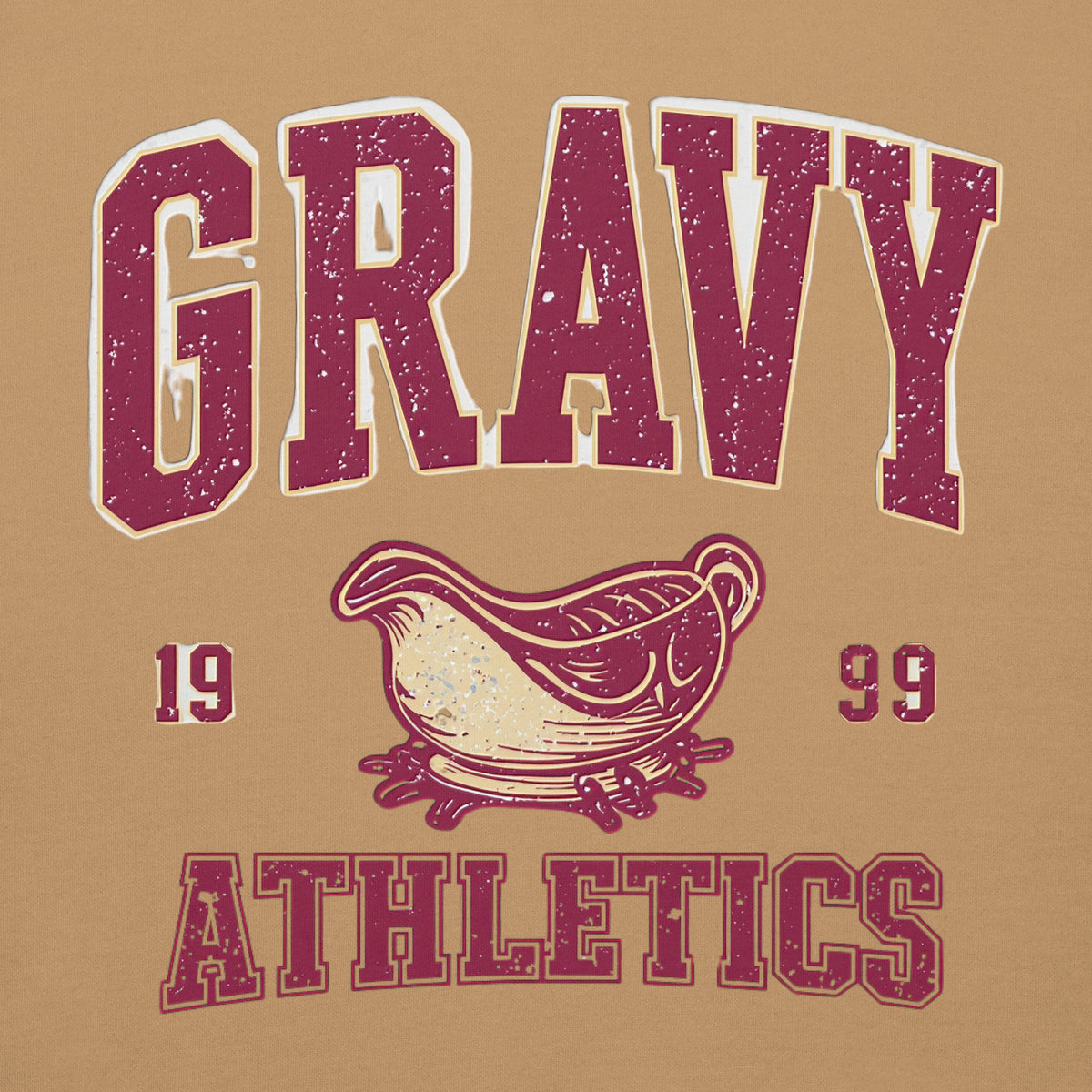 Back/detail view of Gravy Athletics Vintage Varsity Unisex Hoodie graphic hoodie