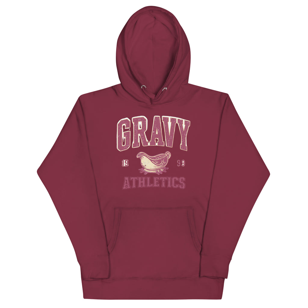 Front/product view of Gravy Athletics Vintage Varsity Unisex Hoodie graphic hoodie