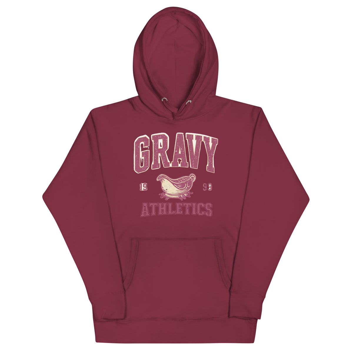 Front/product view of Gravy Athletics Vintage Varsity Unisex Hoodie graphic hoodie